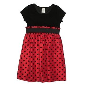 Holiday Edition Velvet Top girls Polka Dot Ball dress xl red